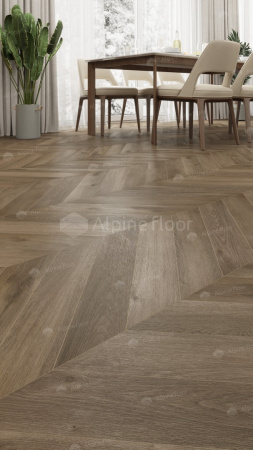 Кварцвиниловая плитка Alpine Floor Альпийский шеврон LVT (Chevron Alpine LVT) ECO 20-4 Дуб Насыщенный
