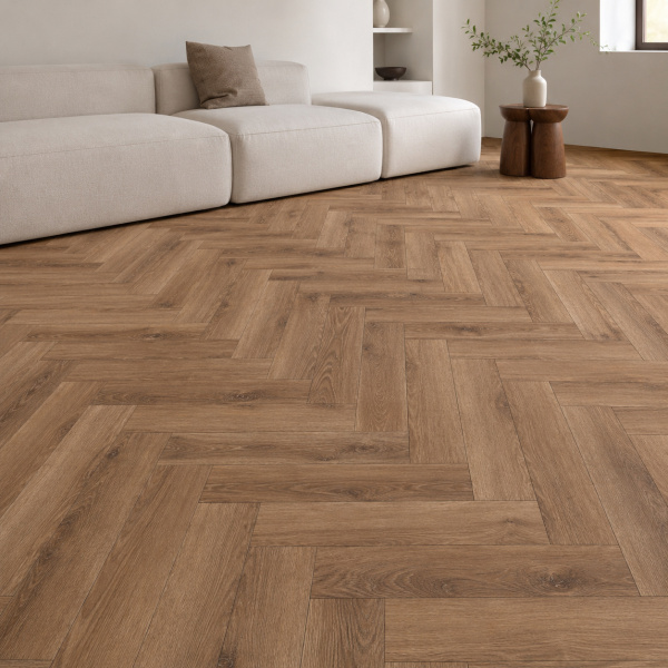Кварцвиниловая плитка (Елочка) Alpine Floor Легкий паркет (Light Parquet) ECO 13-7 Дуб Насыщенный
