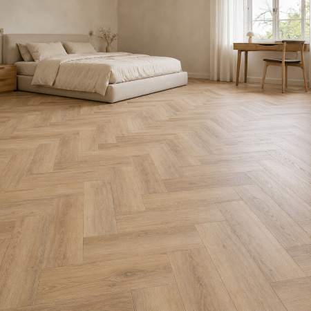 Кварцвиниловая плитка (Елочка) Alpine Floor Легкий паркет (Light Parquet) ECO 13-5 Дуб Натуральный отбеленный