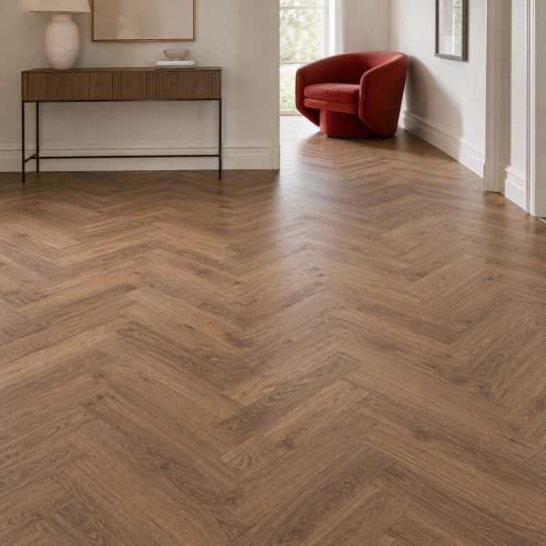 Кварцвиниловая плитка (Елочка) Alpine Floor Легкий паркет (Light Parquet) ECO 13-7 Дуб Насыщенный