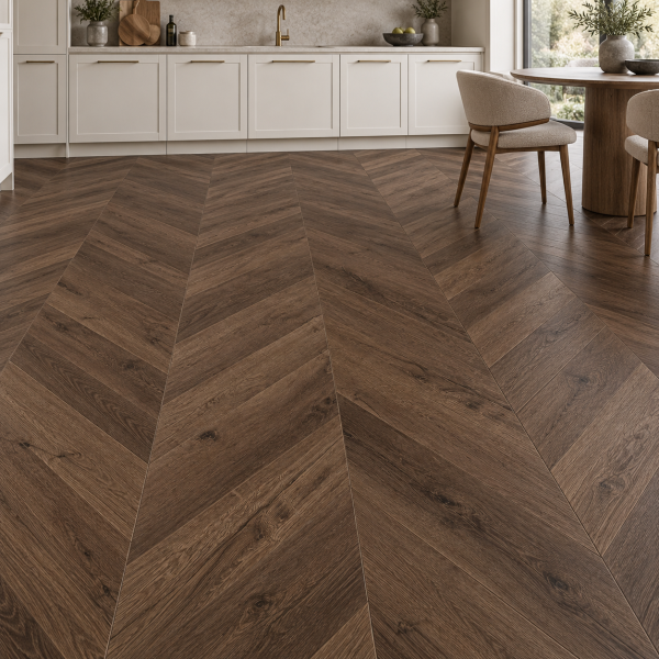 Кварцвиниловая плитка Alpine Floor Альпийский шеврон (Chevron Alpine) Кофейный дуб Мокка ECO 18-12 MC