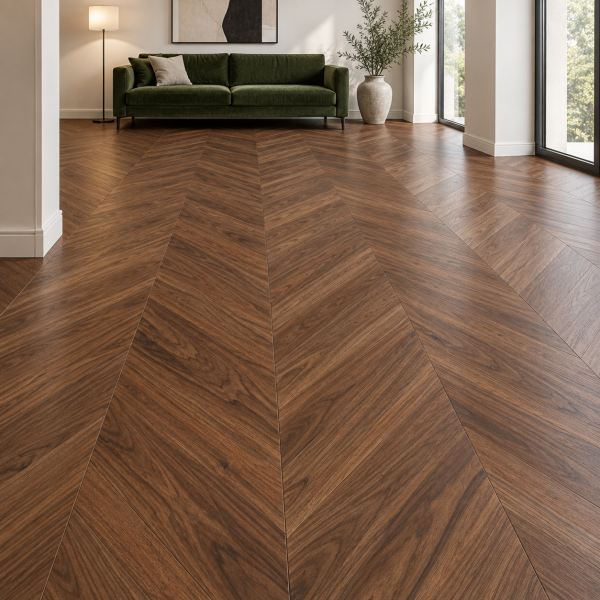 Кварцвиниловая плитка Alpine Floor Альпийский шеврон (Chevron Alpine) Орех Нойер ECO 18-22 MC