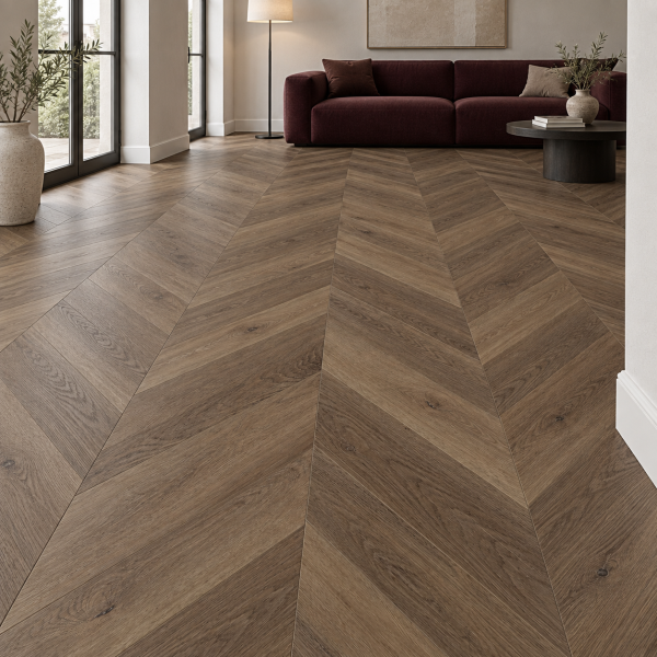 Кварцвиниловая плитка Alpine Floor Альпийский шеврон (Chevron Alpine) Дуб Коричневый ECO 18-13 MC