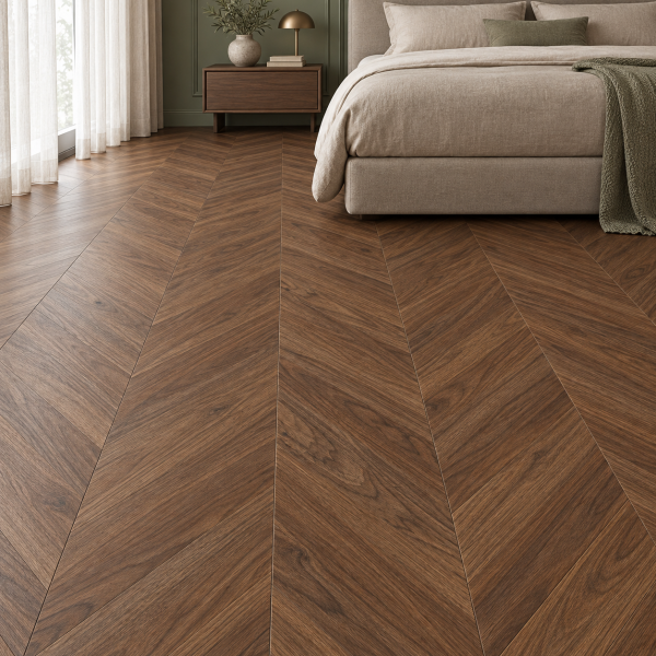 Кварцвиниловая плитка Alpine Floor Альпийский шеврон (Chevron Alpine) Орех Нойер ECO 18-22 MC
