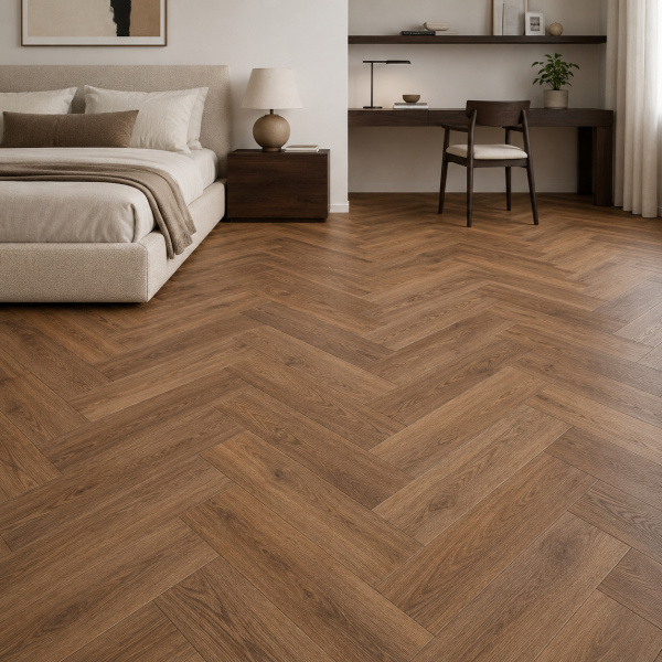 Кварцвиниловая плитка (Елочка) Alpine Floor Легкий паркет (Light Parquet) ECO 13-7 Дуб Насыщенный