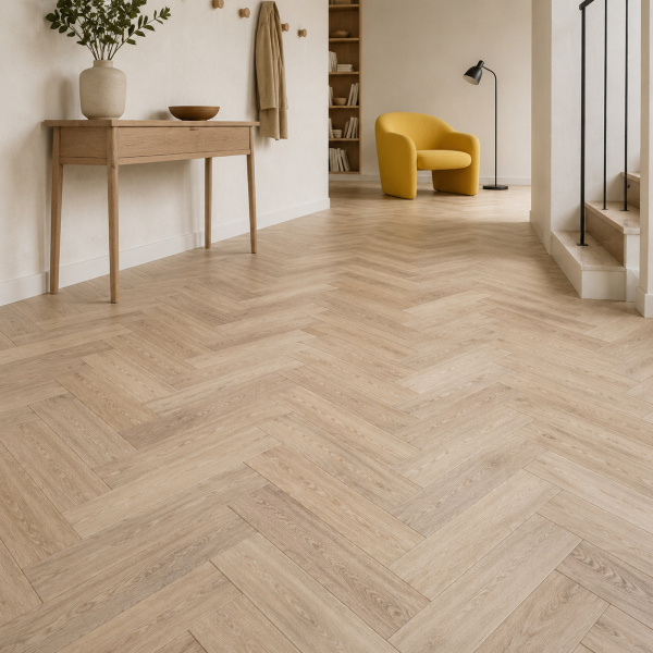 Кварцвиниловая плитка (Елочка) Alpine Floor Легкий паркет (Light Parquet) ECO 13-5 Дуб Натуральный отбеленный