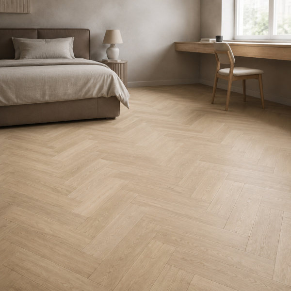 Кварцвиниловая плитка (Елочка) Alpine Floor Легкий паркет (Light Parquet) Дуб Лесат ЕСО 13-26